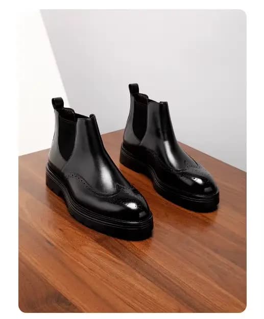 Botte haute pour hommes avec cuir gaufré
