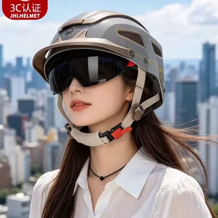 Casque Demi-ouvert Rétro d'Été pour Moto/Vélo Électrique