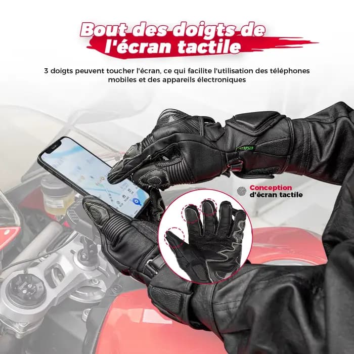 KEMIMOTO – gants de moto en cuir pour hommes