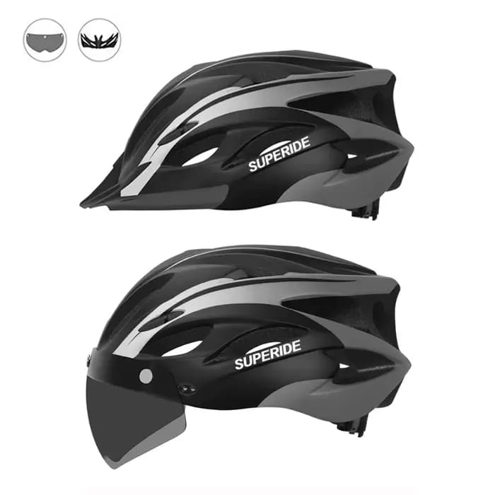 VICTGOAL Herren Fahrrad Helm Rückleuchte Magnetische Brille UV400 Linse Sonnenblende