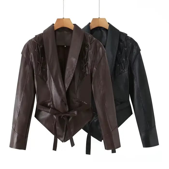 Veste en cuir rétro tendance pour femme Printemps 2026 – Style urbain