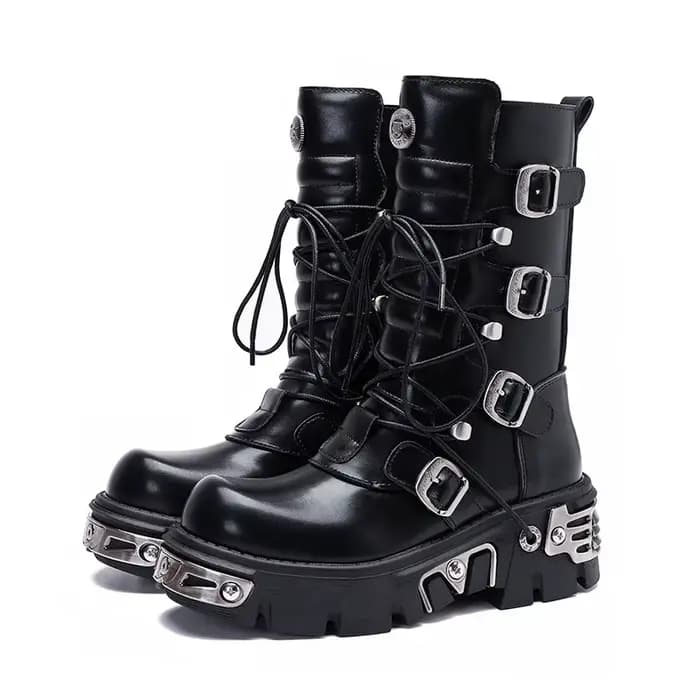 Bottes de moto de Style britannique à la mode avec semelle épaisse