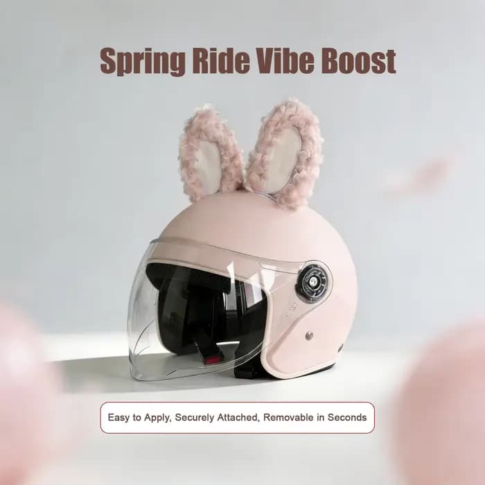 Nouveau casque rose avec décoration en oreilles de lapin en peluche