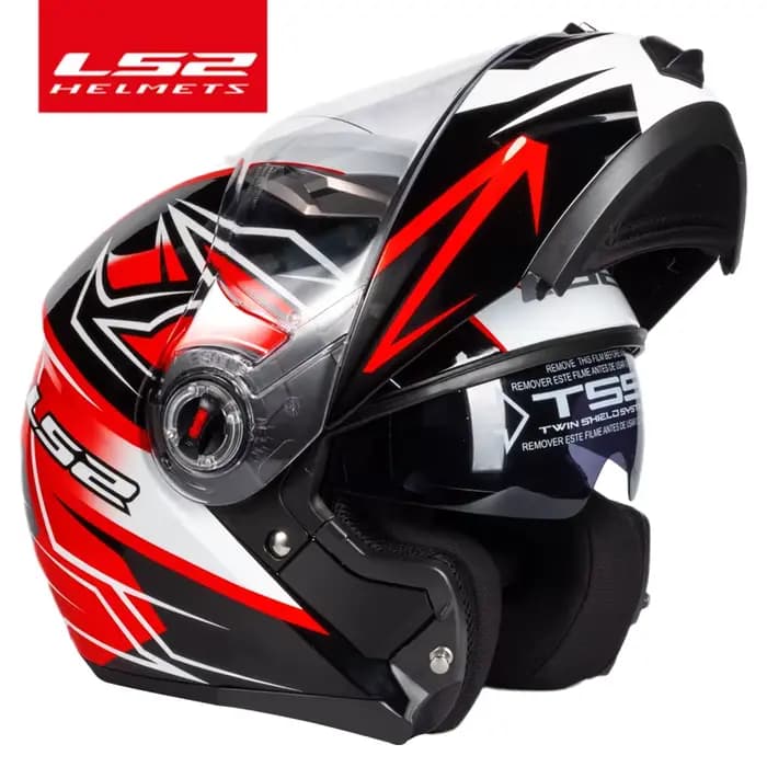 Casque de moto rabattable d'origine LS2 FF370 double bouclier avec lentille solaire LS2 visière