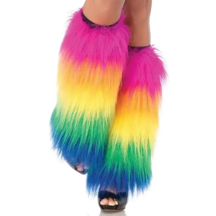 Couvre-jambes en fausse fourrure fluorescente, accessoires de jeu de rôle de carnaval d'halloween, coutures colorées, couvre-pieds chauds pour spectacle de fête