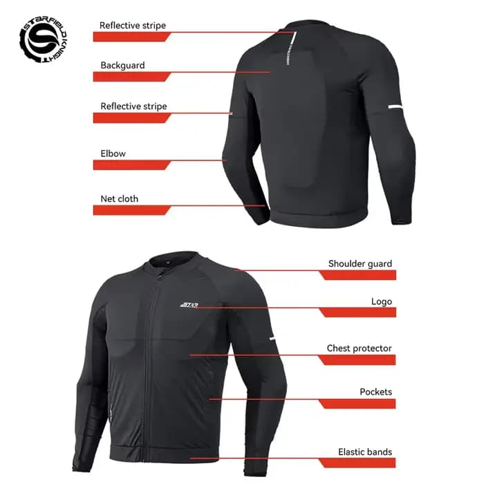 Star Field Knight – veste d'armure de moto noire pour hommes