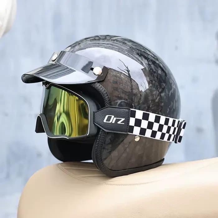 Orz casque de moto de croisière rétro en Fiber de carbone pour hommes et femmes