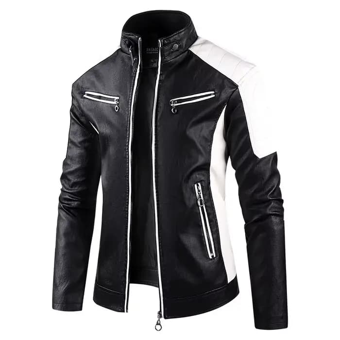 Veste en cuir Patchwork pour Moto
