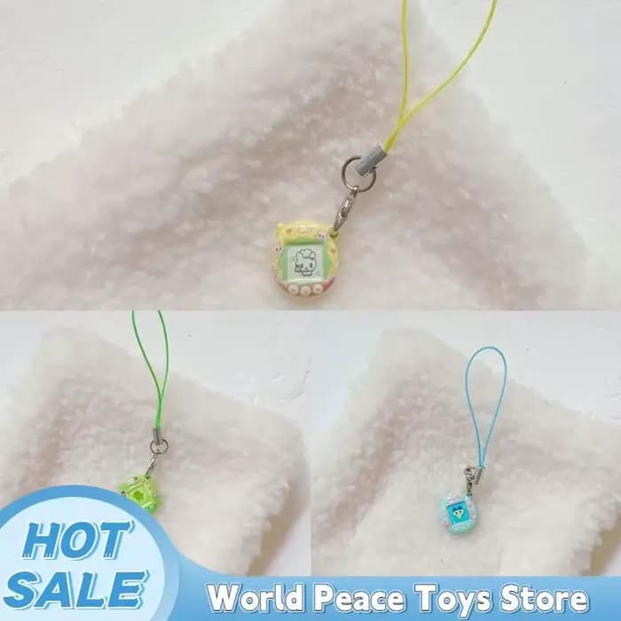 Porte-clés Tamagotchi miniature japonais Kawaii, pendentif pour sac, accessoire de collection pour clés, chaîne de coque de téléphone, décoration suspendue pour sac, cadeau