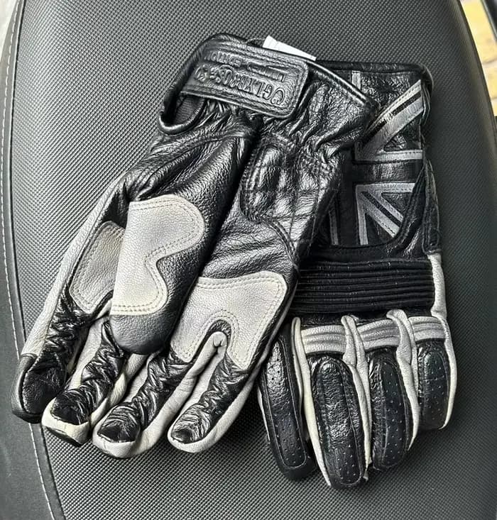 Gants de moto rétro en cuir véritable unisexe