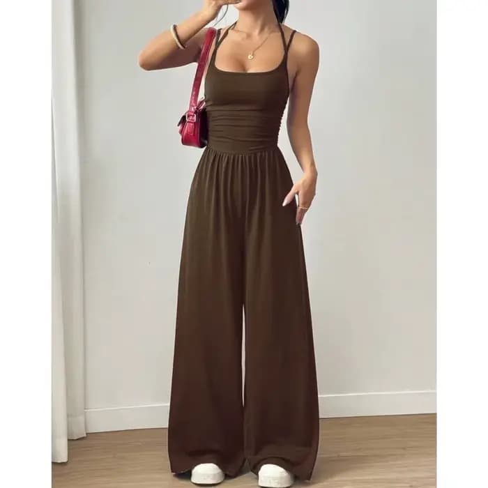 Combinaison décontractée 2026, style simple, combinaisons pour femme, pantalon large et ample, vêtements pour femme, vêtements de maison, sans manches, bretelles fines