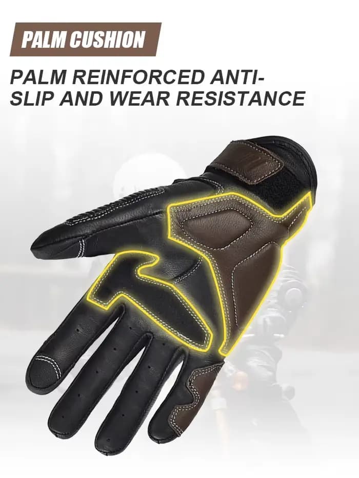 Gants de moto en cuir de peau de chèvre marron d'été pour hommes