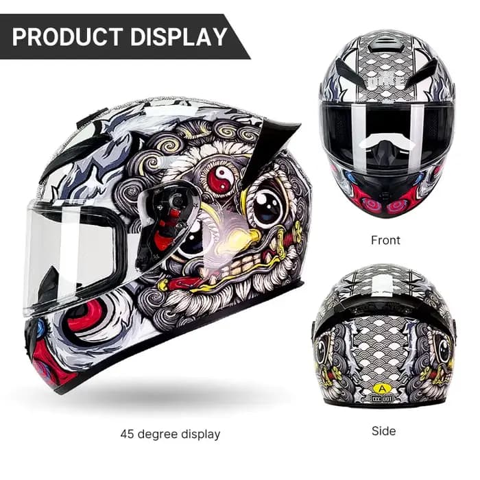 Casque de moto intégral Venom rouge certifié double sécurité avec plusieurs évents d'air