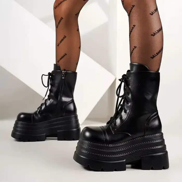 Bottes de moto à talons épais pour femmes