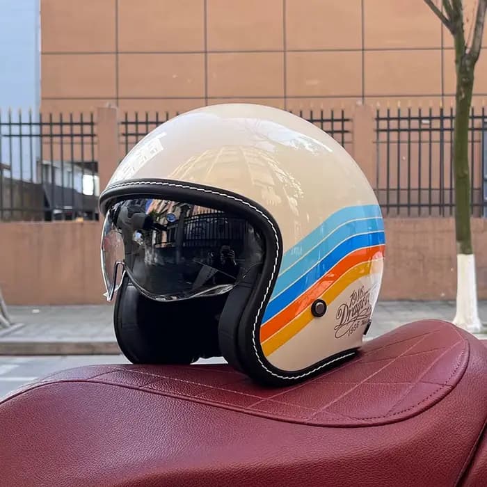 Demi-Casque de Moto Rétro pour Homme et Femme