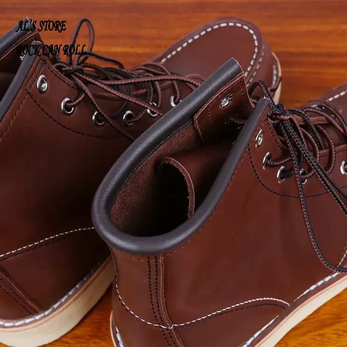 RockCanRoll-Bottes de motard en cuir véritable de vache italien