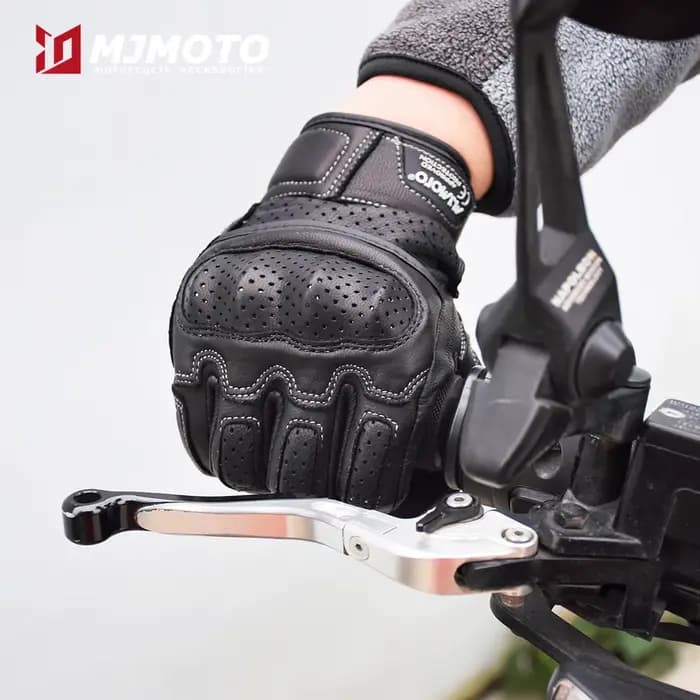 Avec CE approuvé été rétro en cuir perforé gants de Moto hommes femmes doigt complet Motocross Dirt Biker gant Guantes