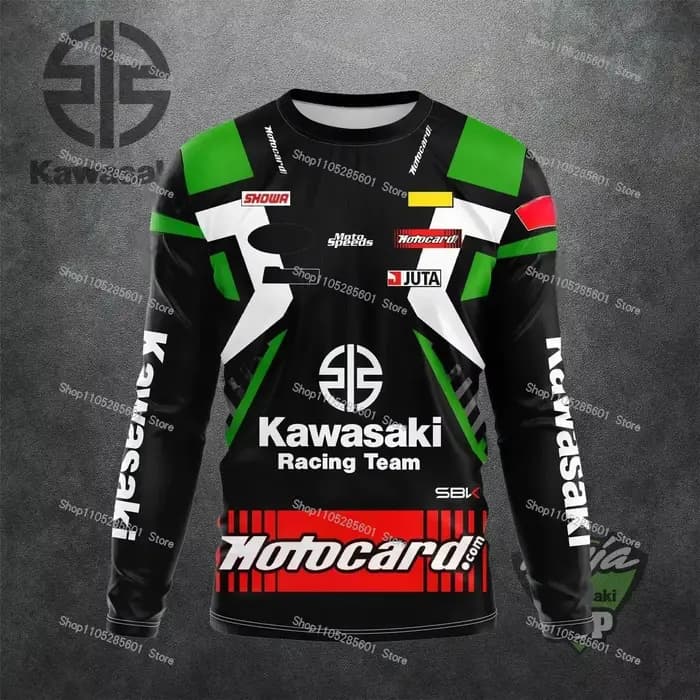 Haut à manches longues Kawasaki Racing Off-Road Motorcycle 2026 pour homme