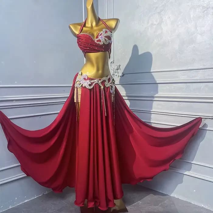 Vêtements de pratique de danse du ventre, costumes orientaux, robe de danse du ventre Baladi pour femmes, jupe longue, tenue de danse gypsy pour filles