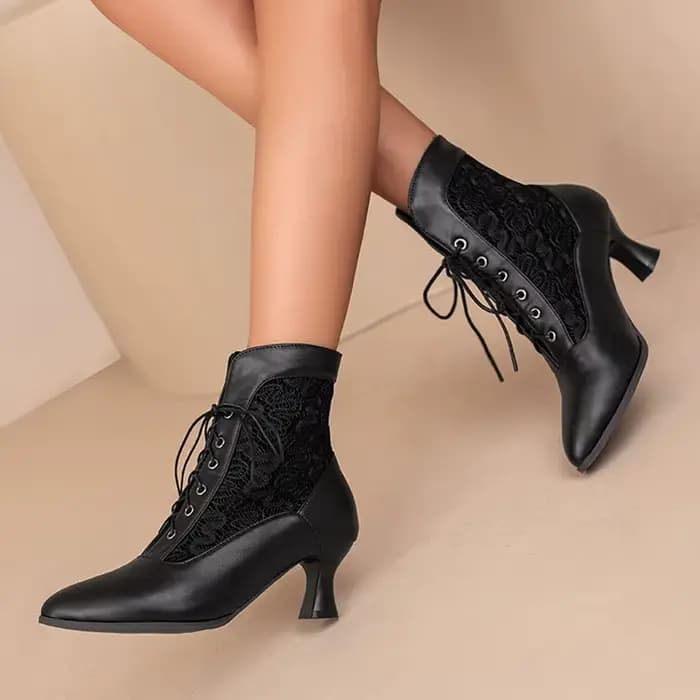 Bottes de rinçage à lacets pour femmes, talons moyens, dentelle personnalisée, chaussures Parker pointues, chaussons courts, noir, rouge, blanc, automne, hiver, WSH4927