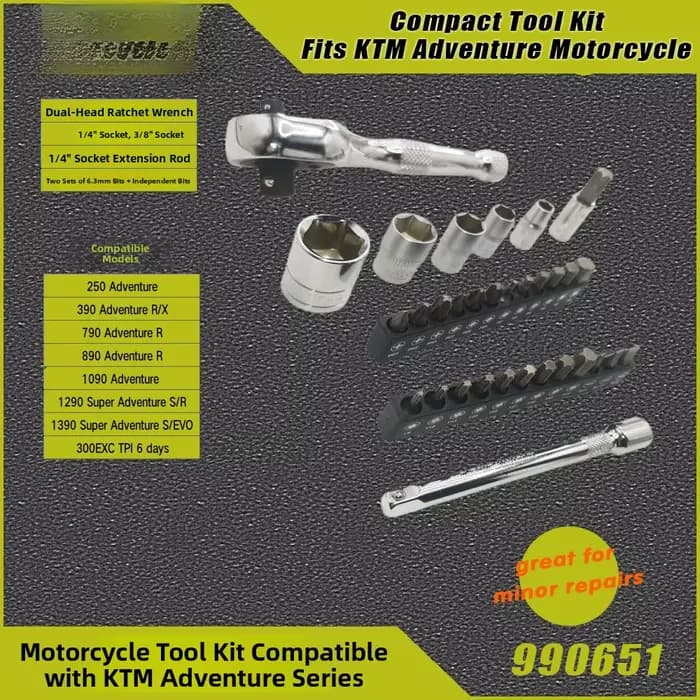 Ensemble d'outils de moto compacts pour la réparation d'urgence