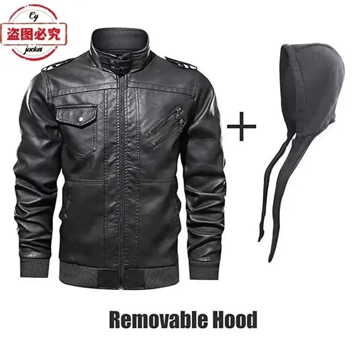 Golden Wing 1800 Logo de moto imprimé rétro lavé veste en cuir PU coupe-vent hommes veste en cuir à capuche costume d'équitation
