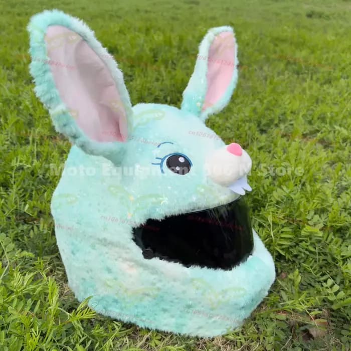 Housse de casque de moto mignonne avec des sequins en forme de lapin