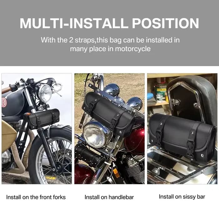 Sac de moto sacoches en cuir PU fourche avant queue sac à outils bagages pour Harley Chopper Bobber Cruiser Sportster XL 883 1200