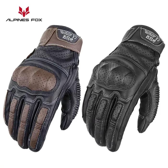 Gants de moto Vintage en cuir véritable