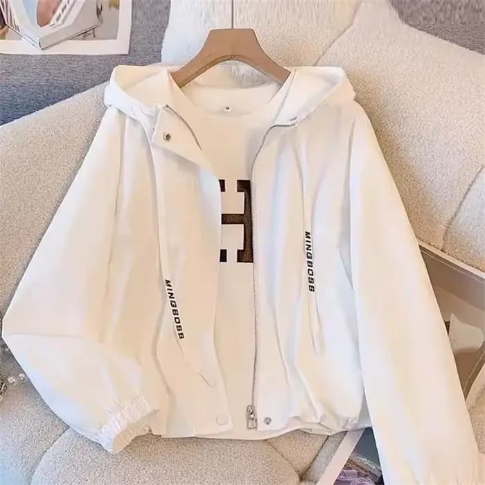Veste à capuche pour femme, nouvelle collection printemps-automne 2026, manteau court à manches longues, vêtement de travail décontracté et polyvalent, avec fermeture éclair