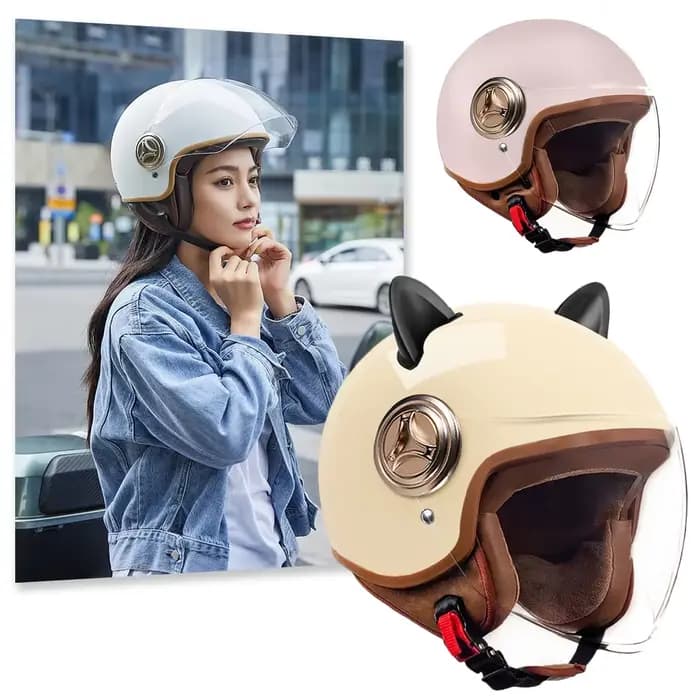 Casque de moto élégant avec oreilles de chat