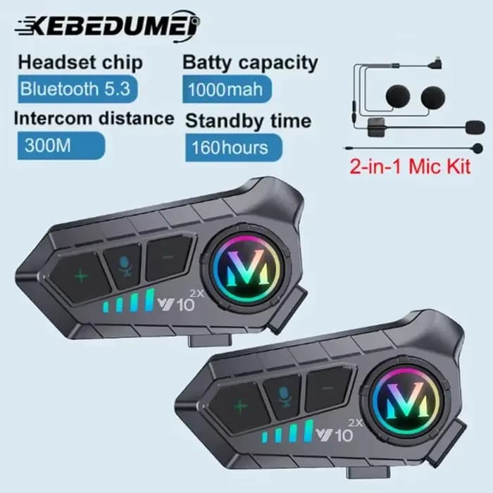 Intercom pour moto, casque avec écouteurs