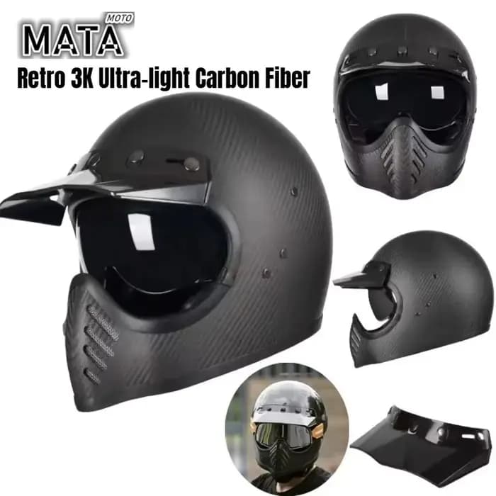 Casque de moto décoratif rétro en fibre de verre