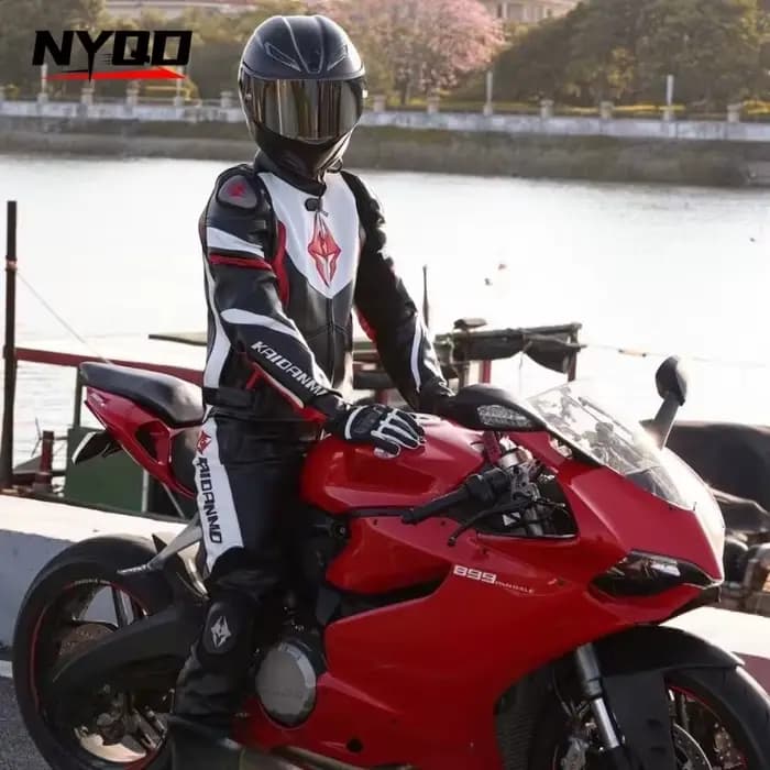 Combinaison de moto en cuir anti-chute pour homme