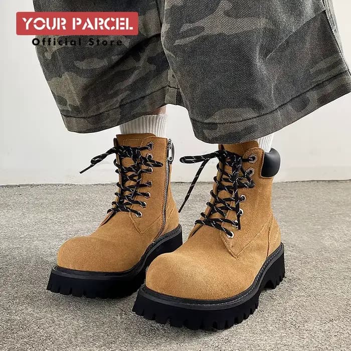 Bottes de moto courtes en cuir pour hommes