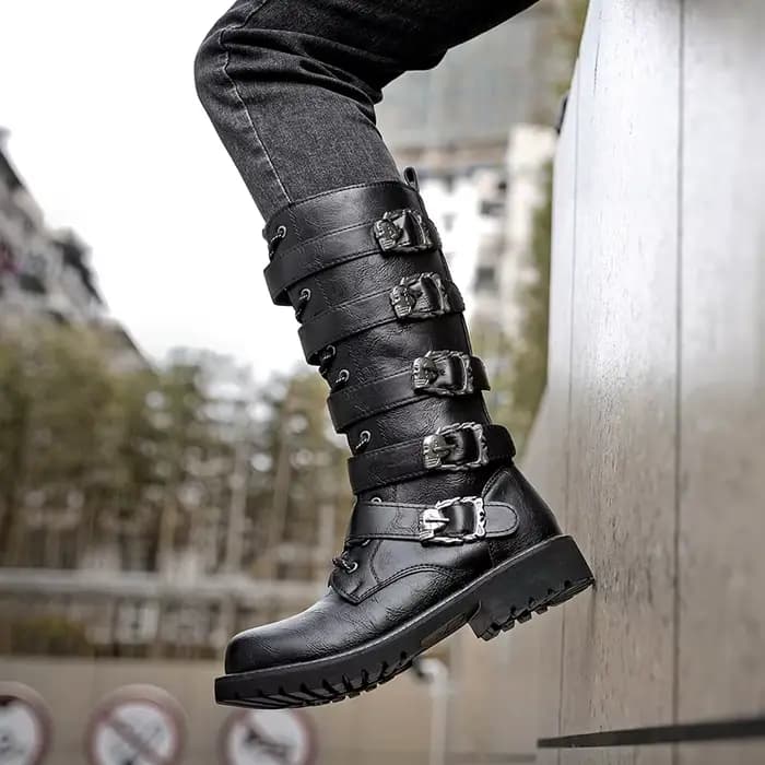 Bottes de motard gothiques Punk pour hommes