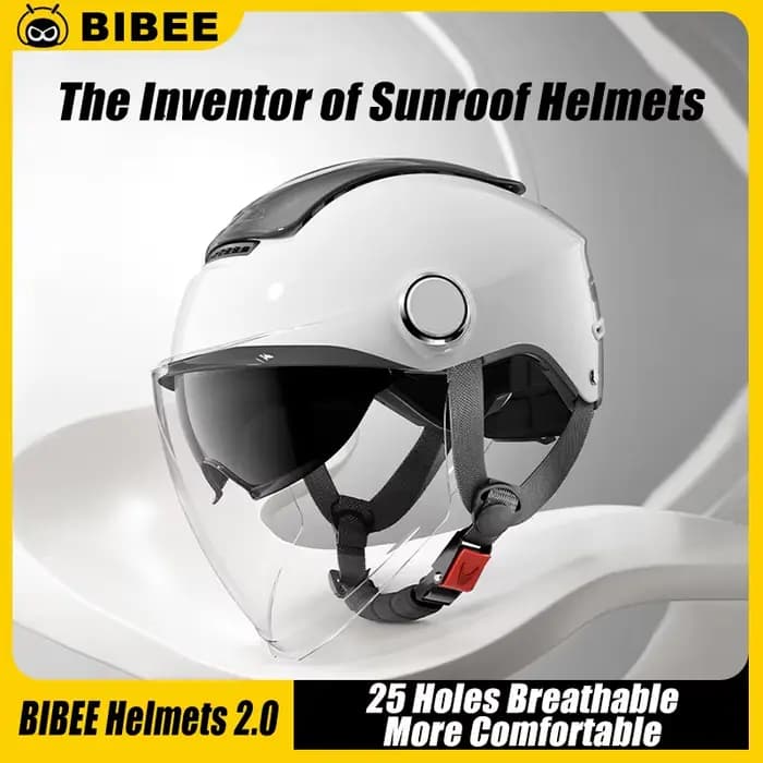 BIBEE 2.0 vélo électrique moto casque été respirant Jet Scooter demi-casques hommes femmes double lentilles 3/4 casques à visage ouvert