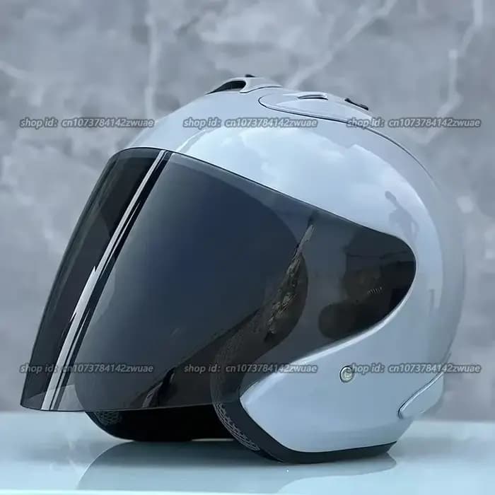 Demi-casque de moto tout-terrain gris brillant Ram4 pour hommes et femmes