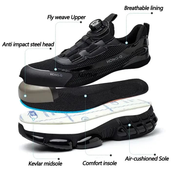 Chaussures de travail en acier anti-écrasement pour hommes, baskets de protection, construction à distance, sécurité industrielle, perforation, vert, Parker