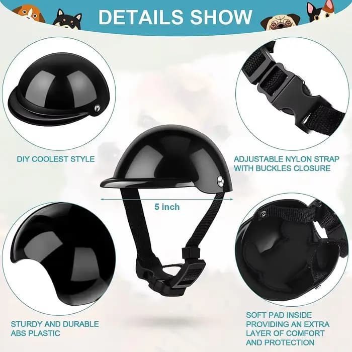 Ensemble de lunettes de soleil et de casque pour animaux de compagnie, protection contre la poussière, le vent et les UV, casque de moto réglable pour chien
