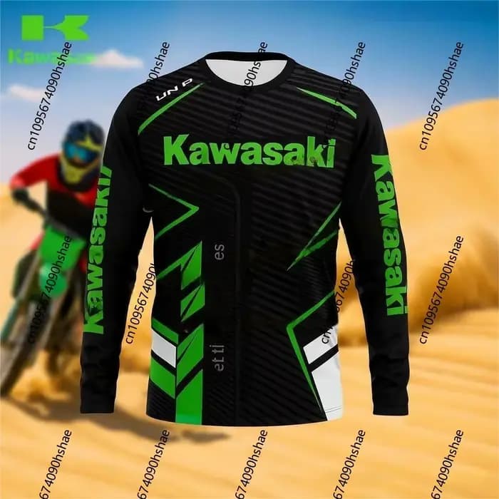 Haut à manches longues Kawasaki Racing Off-Road Motorcycle 2026 pour homme