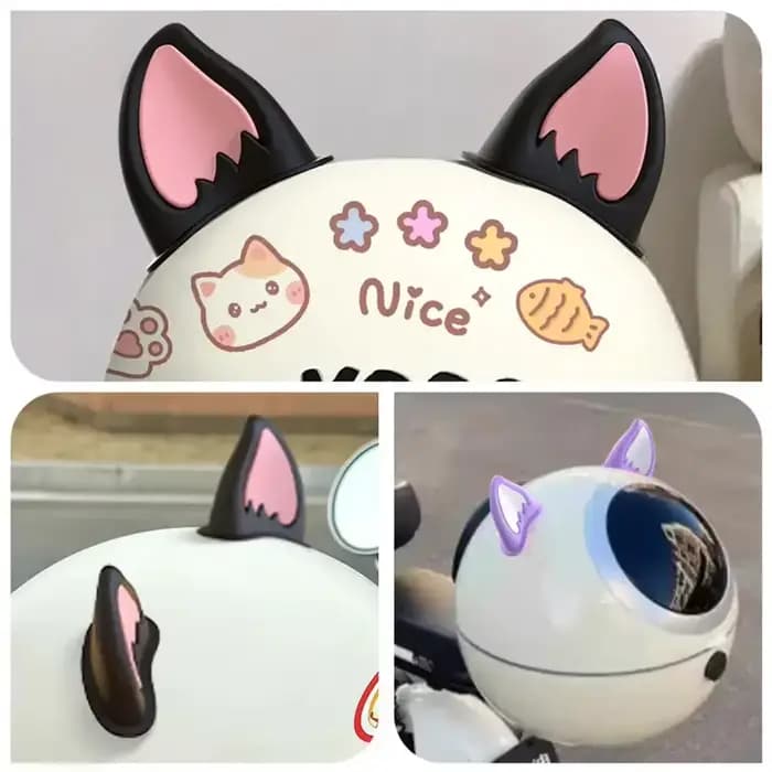 Décorations d'oreille de chat pour casque de moto