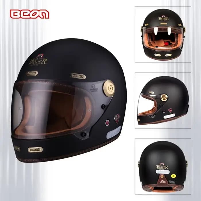BEON B512 BR512 casque intégral en Fiber De carbone Motocross Vintage Moto Scooter Autocycle rétro casques ECE Cascos