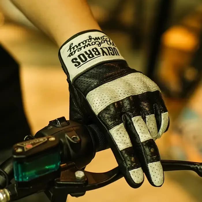 UGLYBROS gants de moto en cuir d'été doigt complet respirant