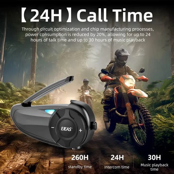Casque Intercom Moto EJEAS Q2 Bluetooth 5.1 Sans Fil Étanche pour 2 Motocyclistes