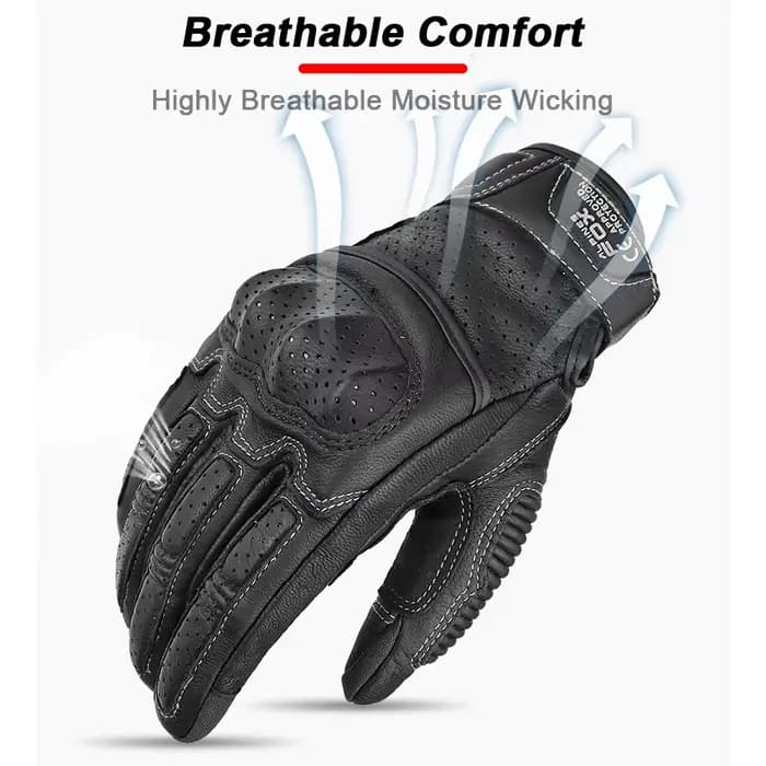Gants de moto vintage en cuir véritable