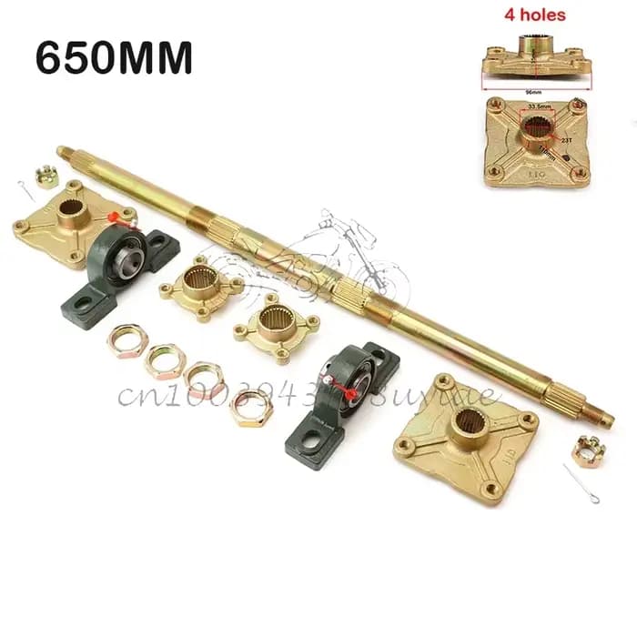 1 jeu d'essieu arrière de 65CM avec pignon et support de moyeu pour Go-kart ATV 50cc-125cc