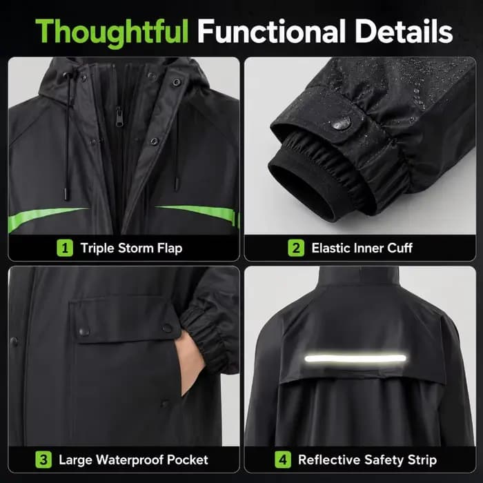 Combinaison de pluie imperméable unisexe 2 pièces pour le cyclisme – Veste et pantalon pour la conduite