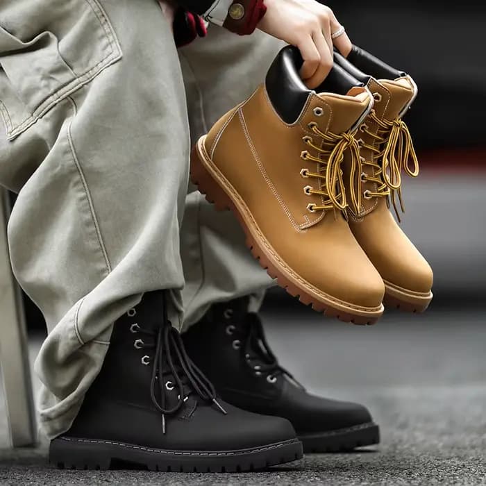 Hommes bottes hautes chaussures en cuir