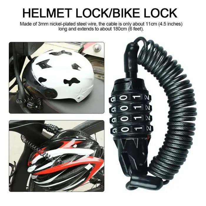 Serrure de casque de moto avec câble en fil d'acier